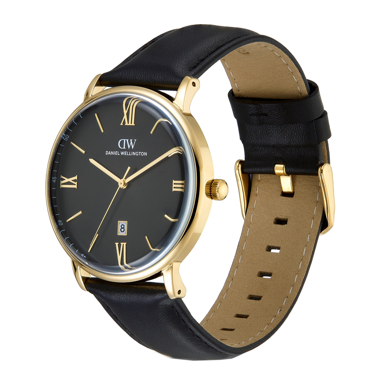 Round Analog Roman Sheffield Black/Gold