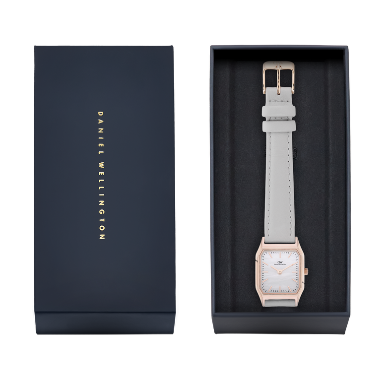 Octagonal Analog Leather Rose Gold