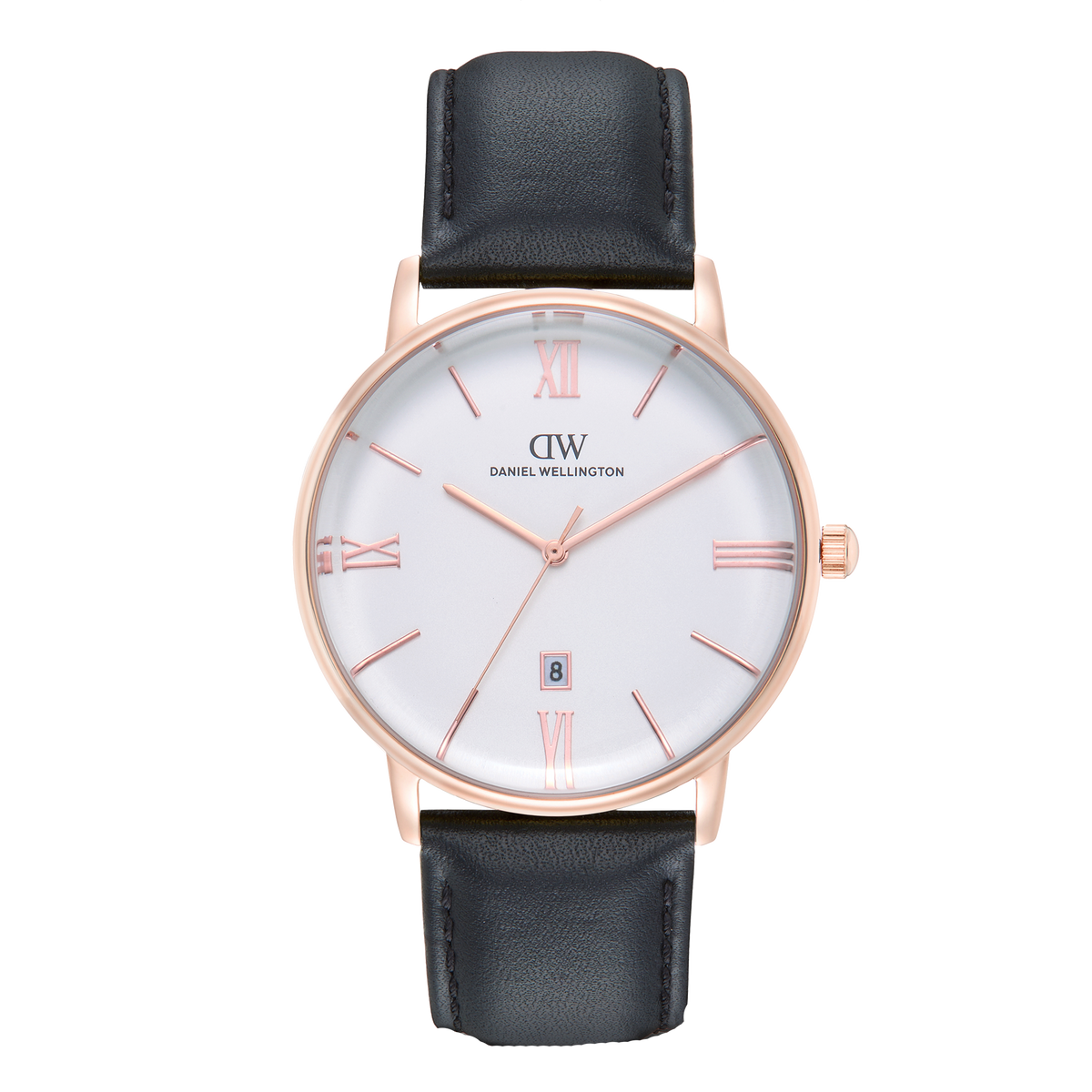 Round Analog Roman Sheffield White/Rose Gold