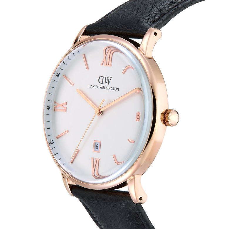 Round Analog Roman Sheffield White/Rose Gold
