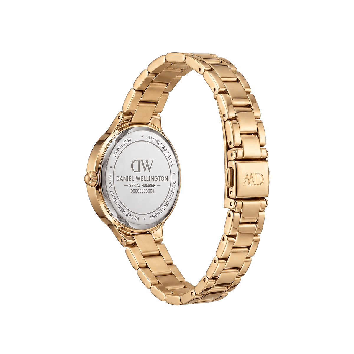 Round Analog Black 3-Link Gold