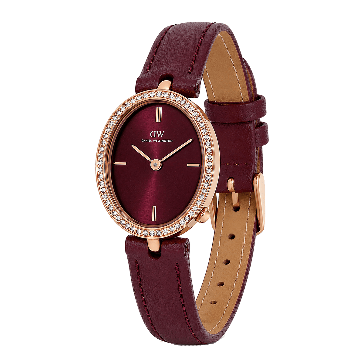 Round Analog Brown Leather Rose Gold
