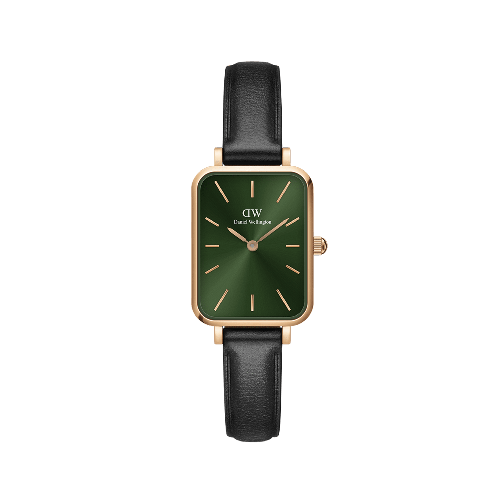 Quadro Square watch with emerald dial leatherstrap DW