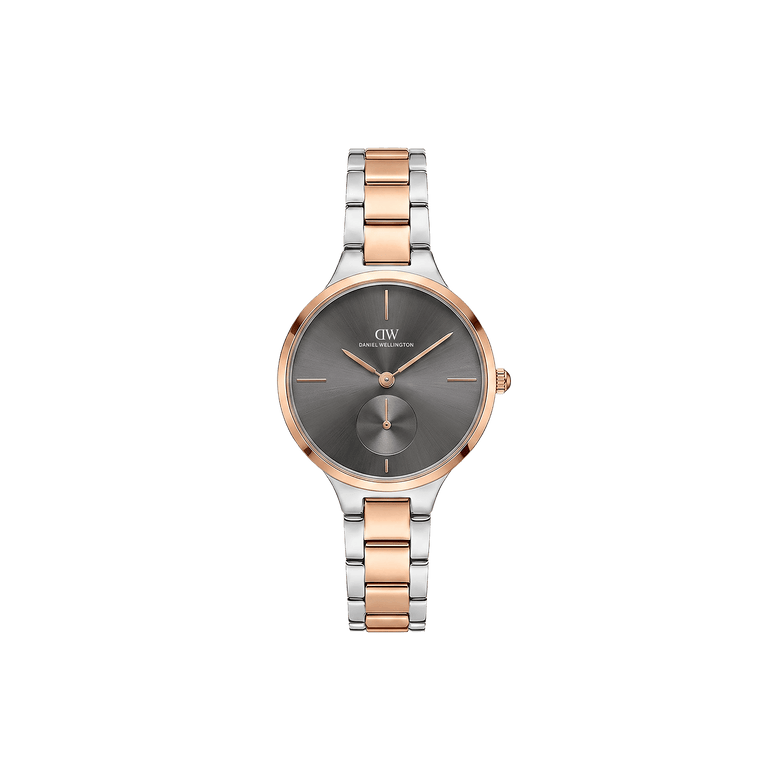 Round Analog Grey 3-Link Two Tone