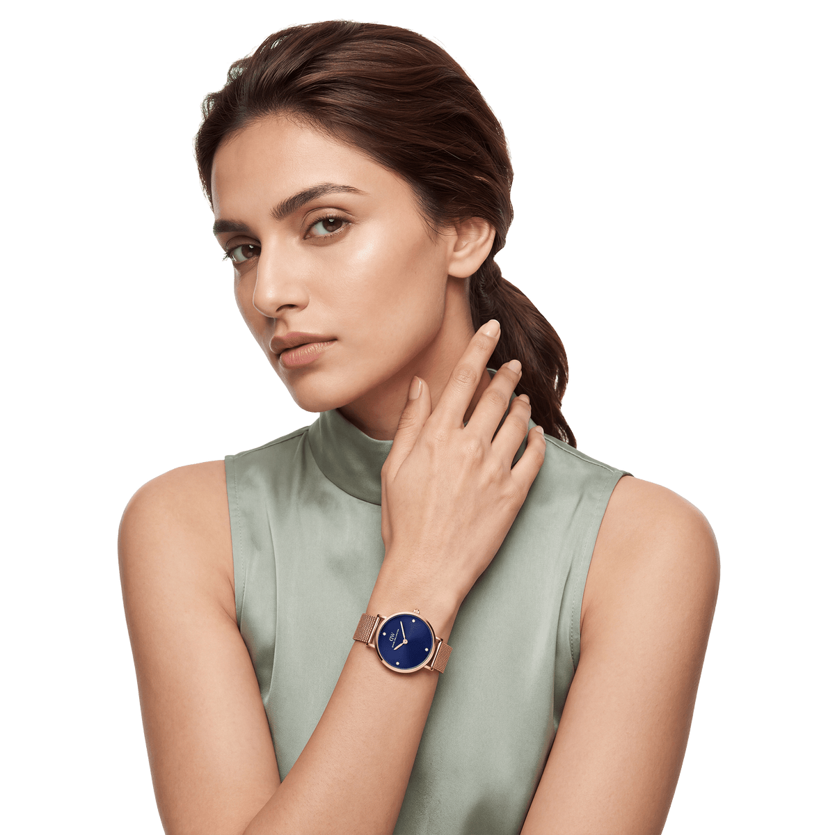 Round Analog Blue Gold
