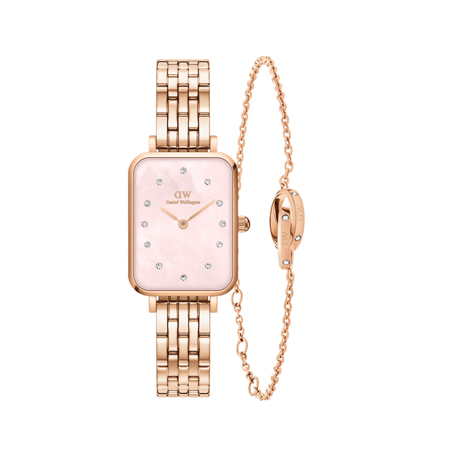 Quadro Lumine 5-link Melrose Pink MOP & Classic Unity Lumine Bracelet RG