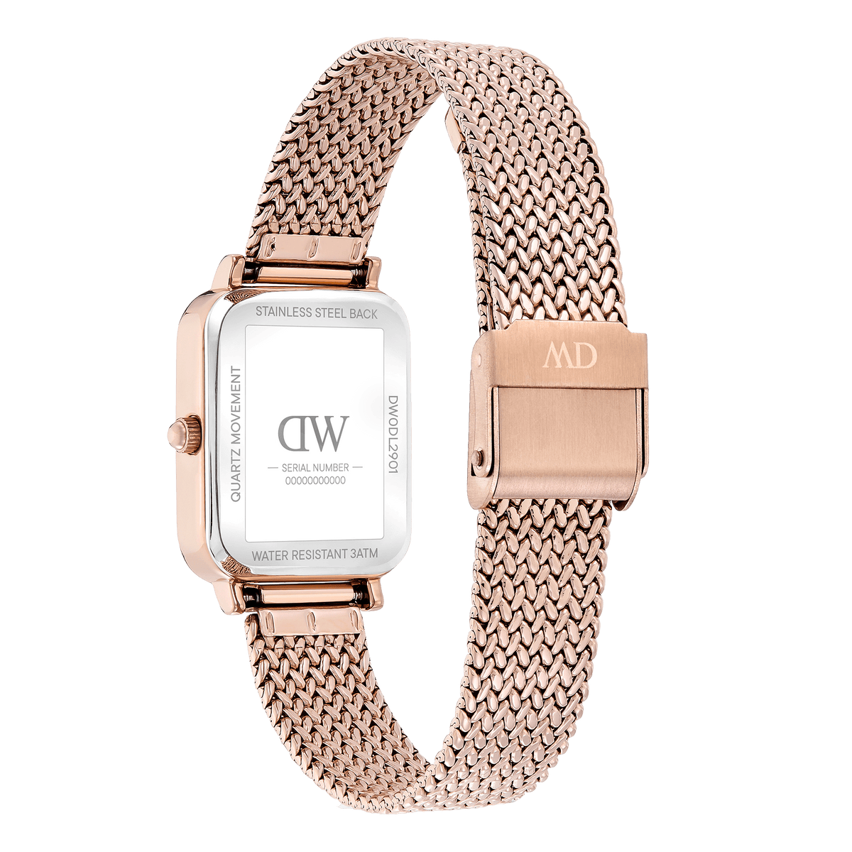 Square Analog Braided Emerald Rose Gold