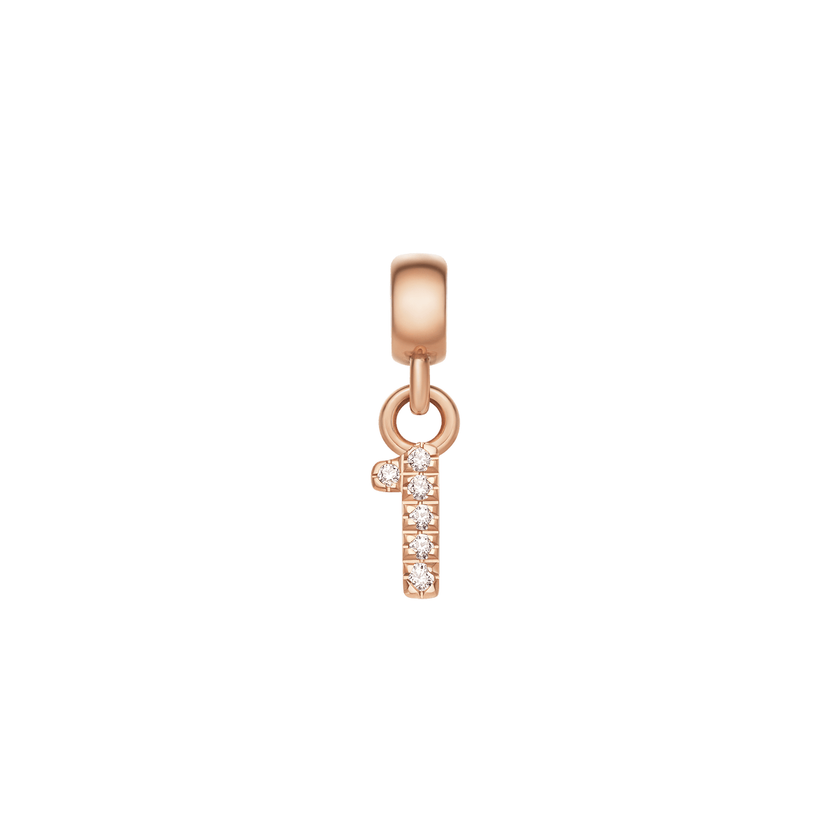 Crystal Number Charm Rose Gold