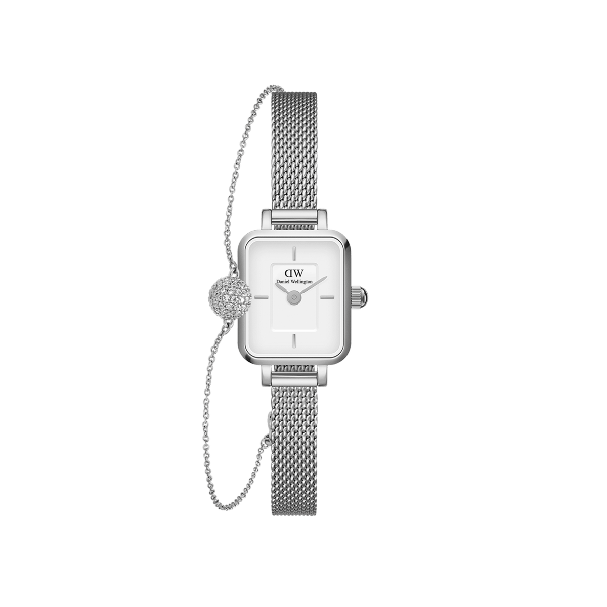 Quadro Mini Sterling & Pavé Crystal Pendant Bracelet Silver