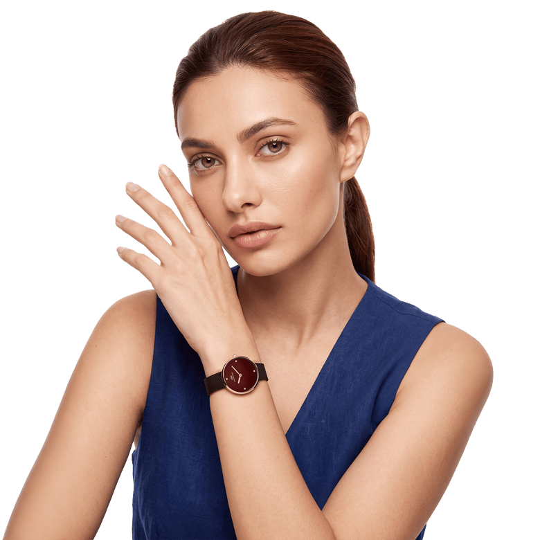 Round Analog Brown Rose Gold Ashfield