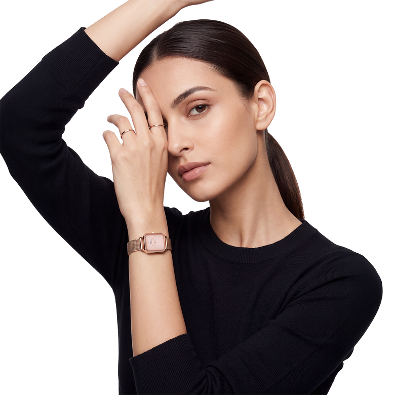 Octagonal Analog Mesh Rose Gold