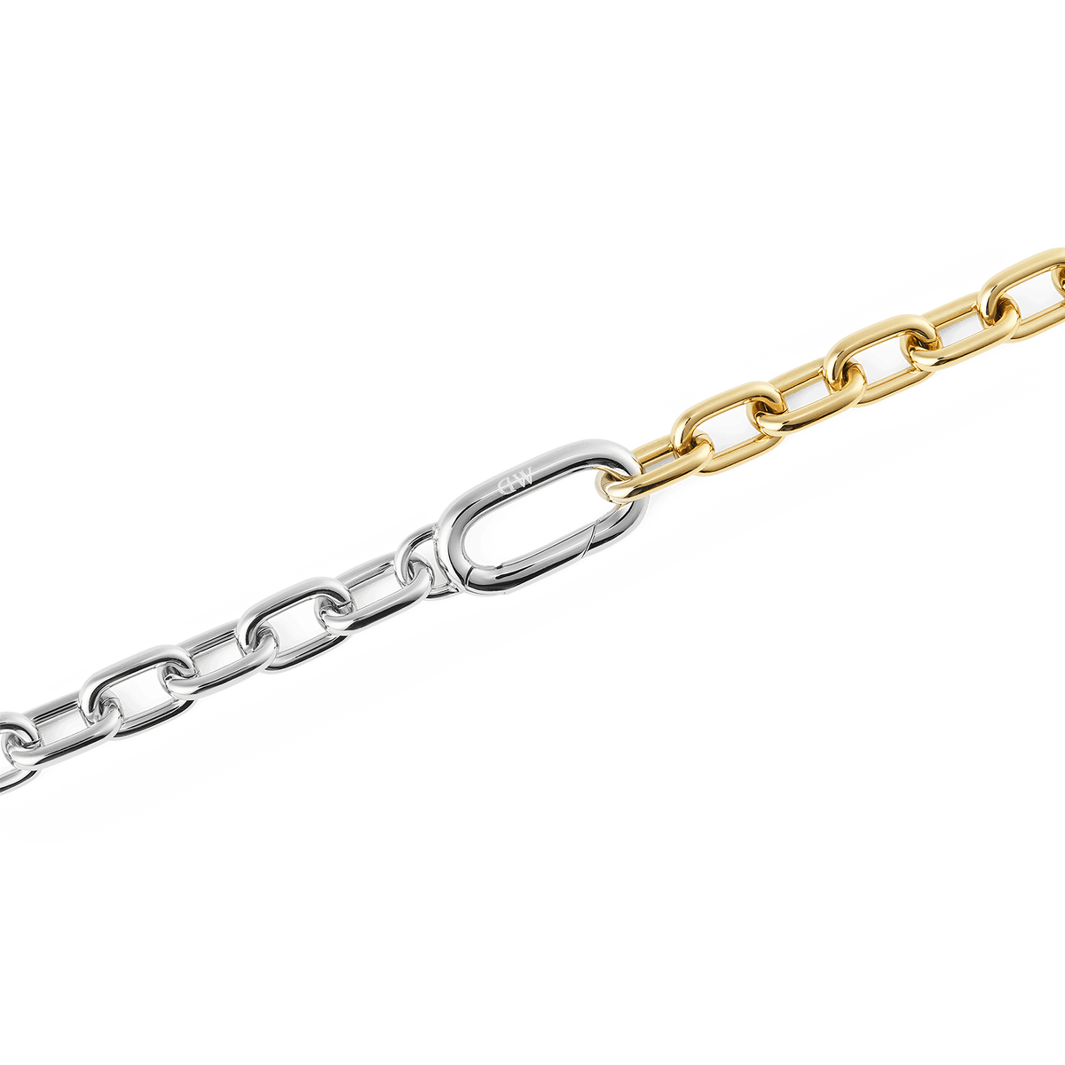 Contrast Link Necklace Two Tone Gold