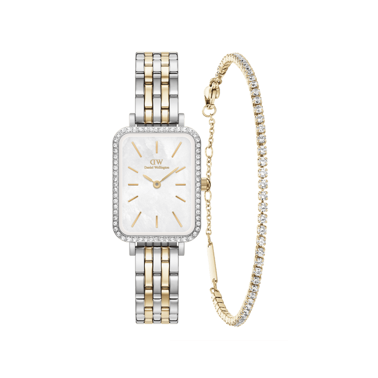 Quadro Two Tone & Tennis Bracelet Gold