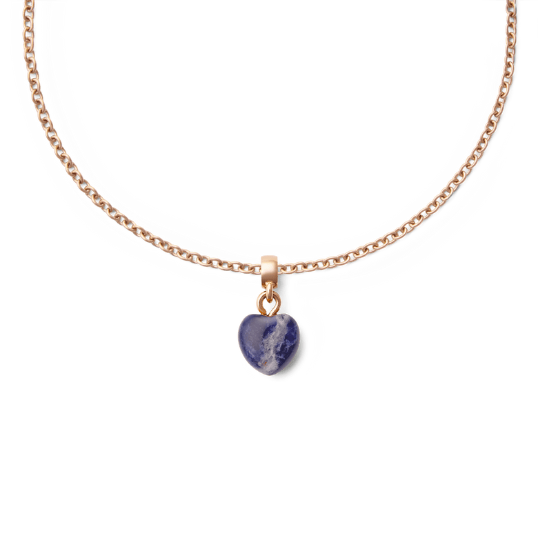 Blue Spot Heart Rose Gold Charm