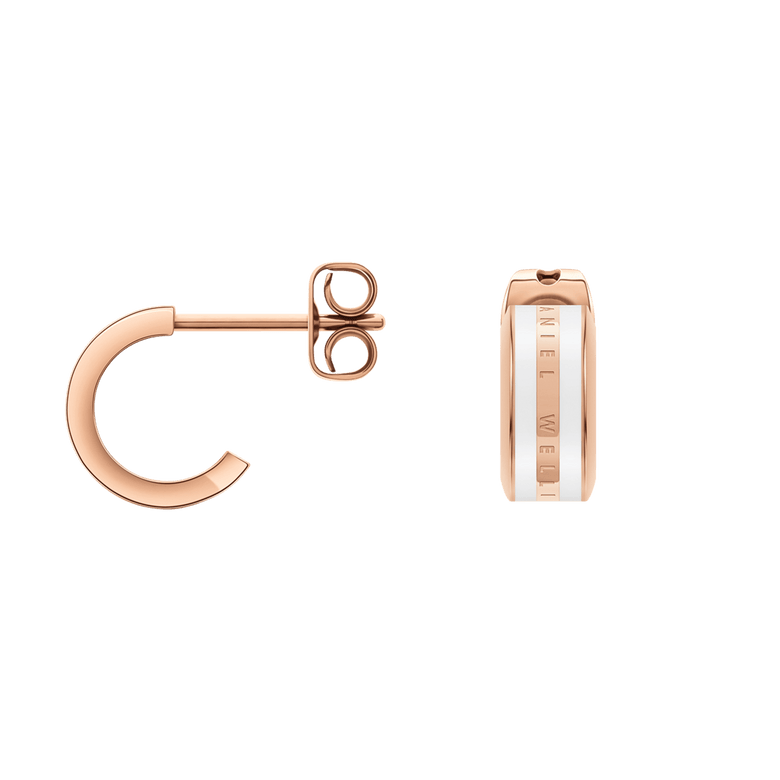 Emalie Earrings Rose Gold Satin White