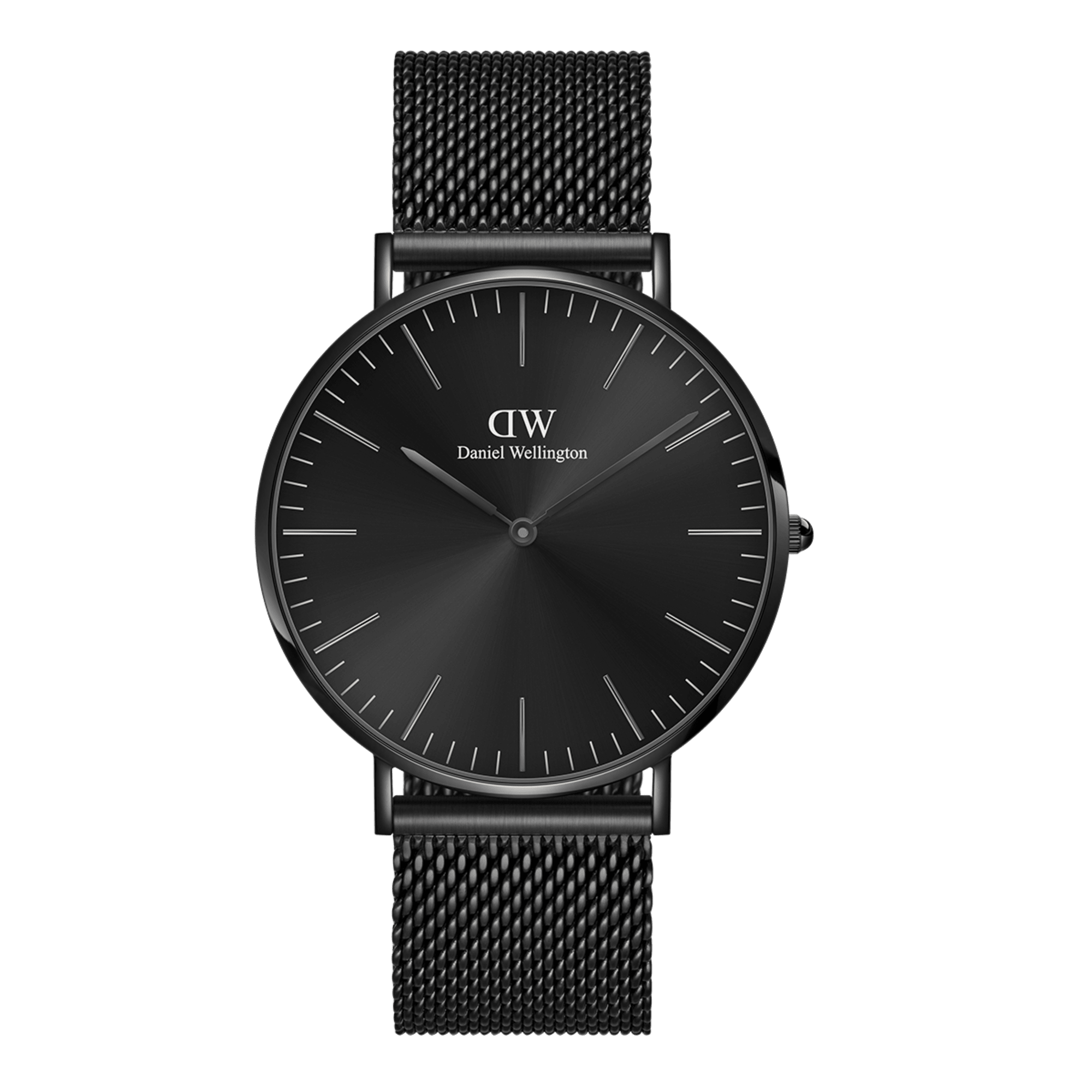 Mesh Onyx Black watch with black sunray dial DW