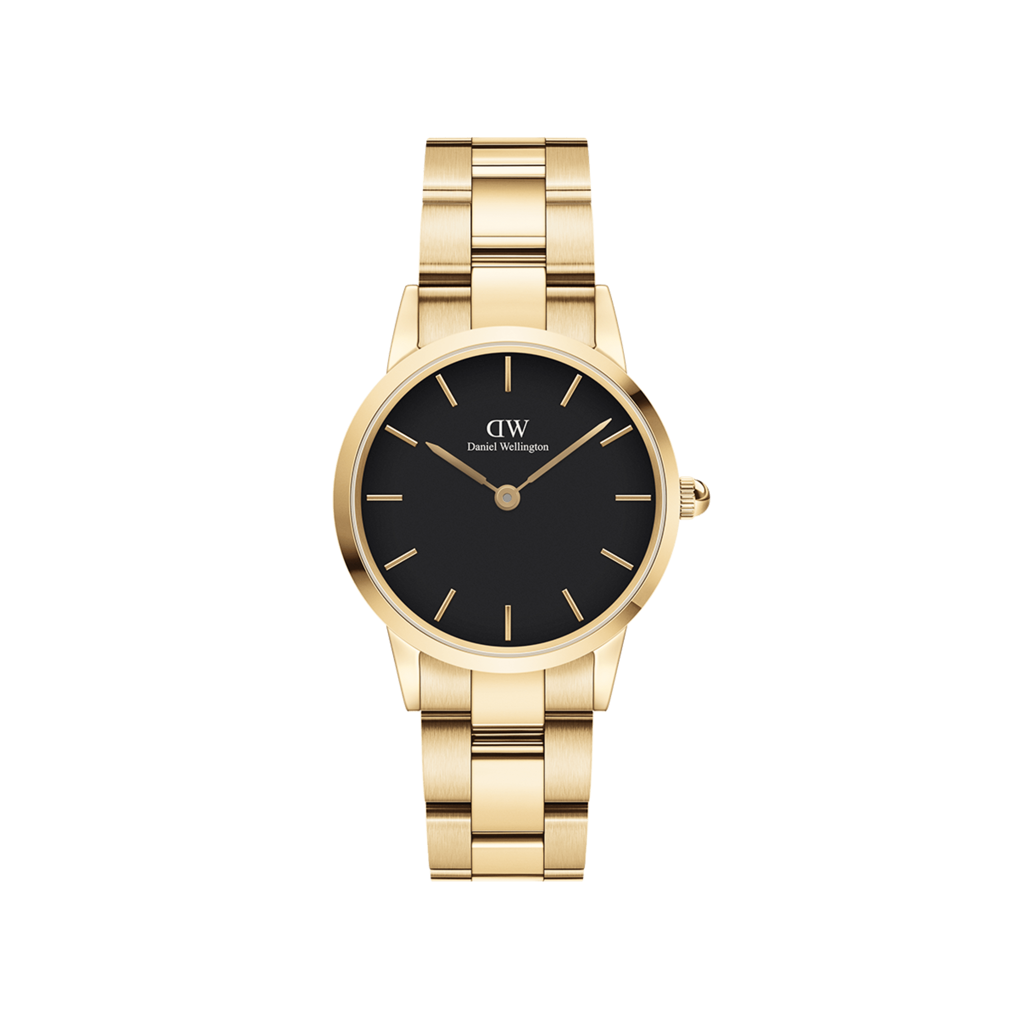 Iconic Link Women's Watch Gold with Black Dial DW