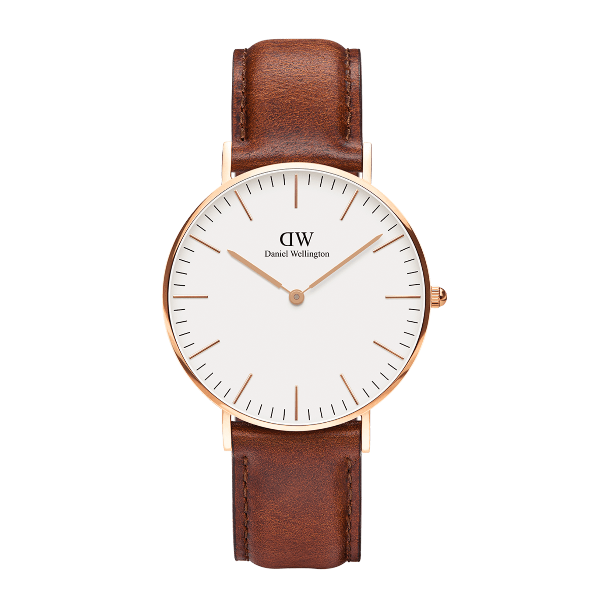 St Mawes Men's watch in rose gold with leather strap DW