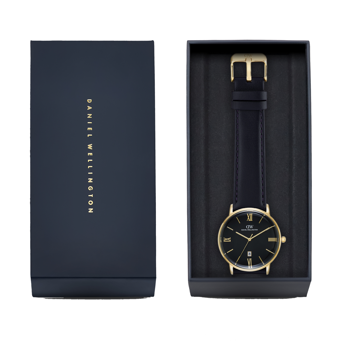 Round Analog Roman Sheffield Black/Gold