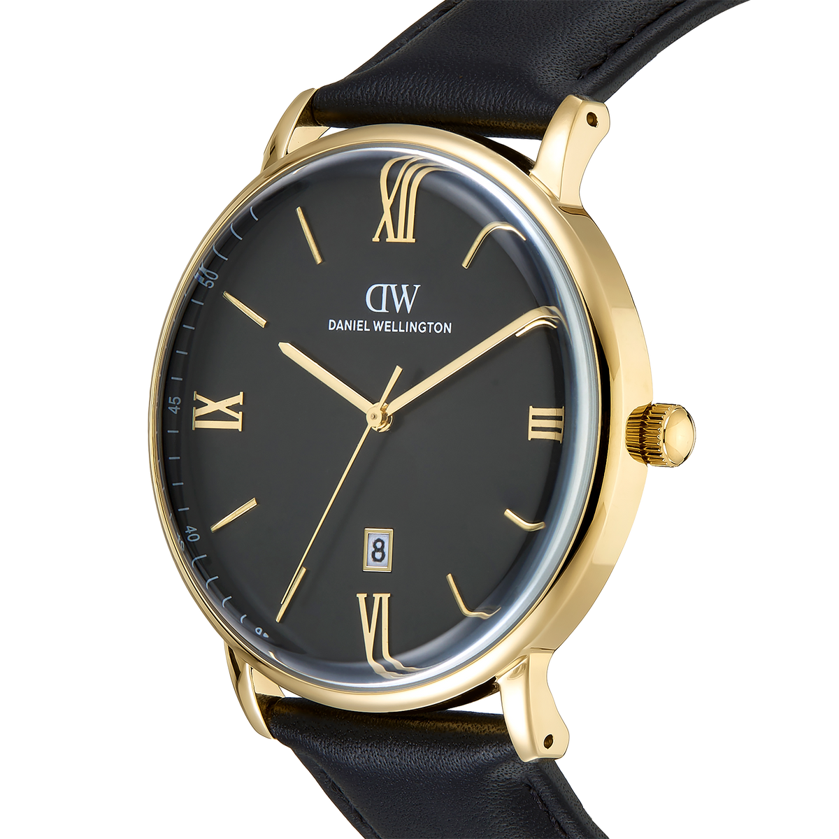 Round Analog Roman Sheffield Black/Gold