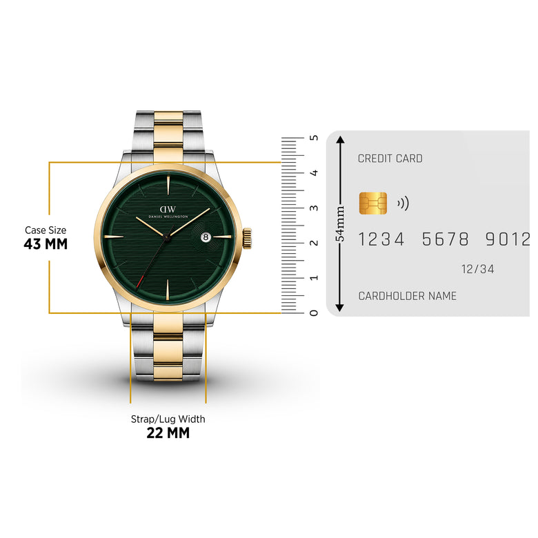 Round Analog 3-Link Emerald Two Tone