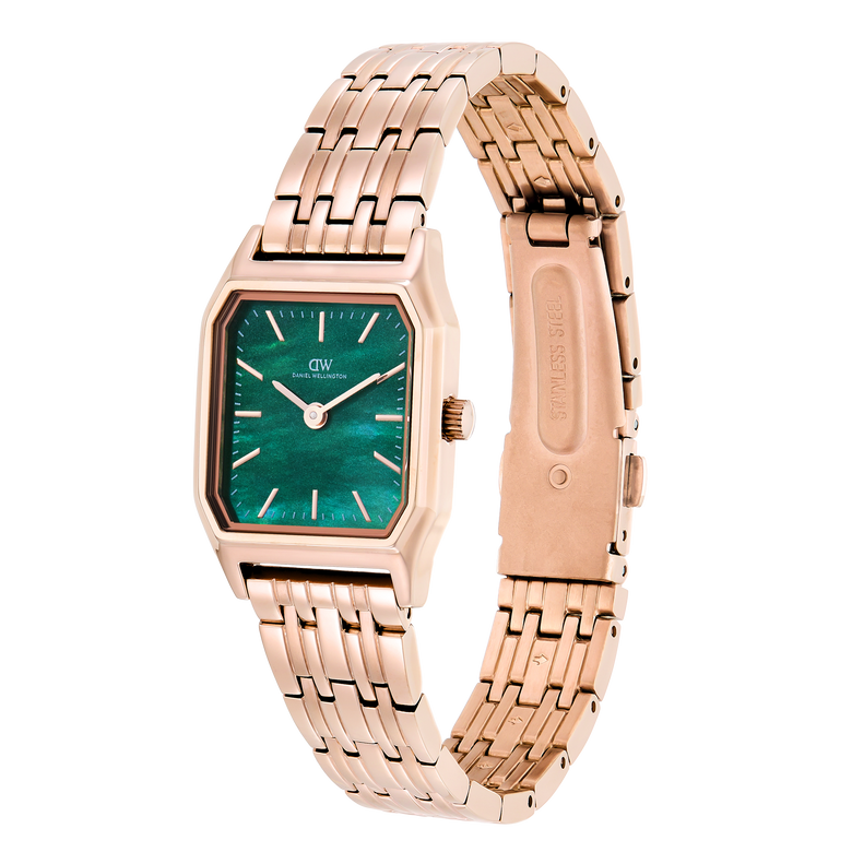 Octagonal Analog Emerald Rose Gold