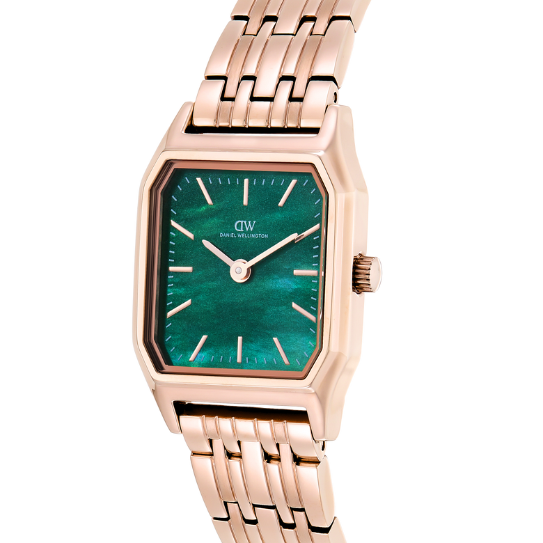 Octagonal Analog Emerald Rose Gold