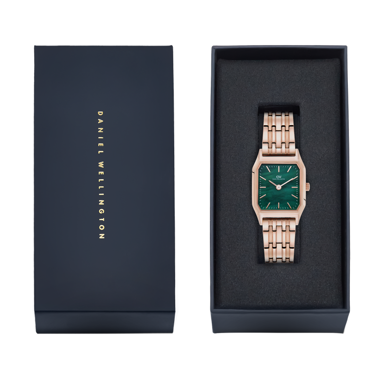 Octagonal Analog Emerald Rose Gold