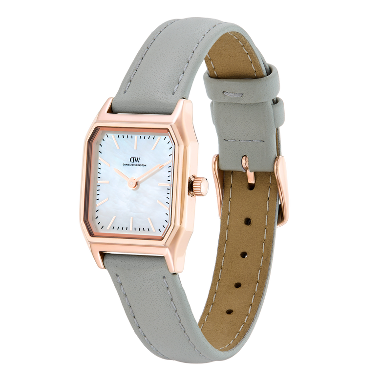 Octagonal Analog Leather Rose Gold