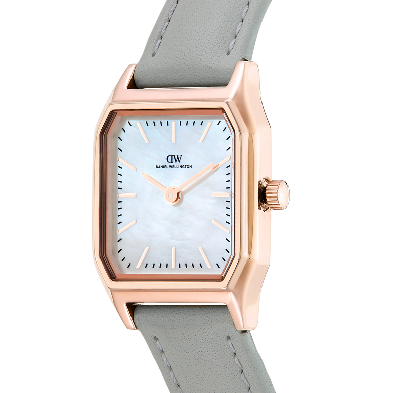 Octagonal Analog Leather Rose Gold