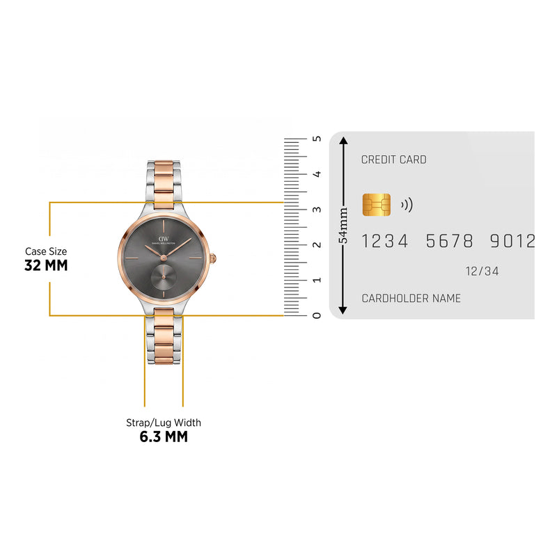 Round Analog Grey 3-Link Two Tone