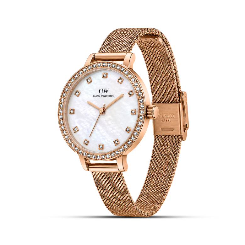 Round Analog Mesh Rose Gold