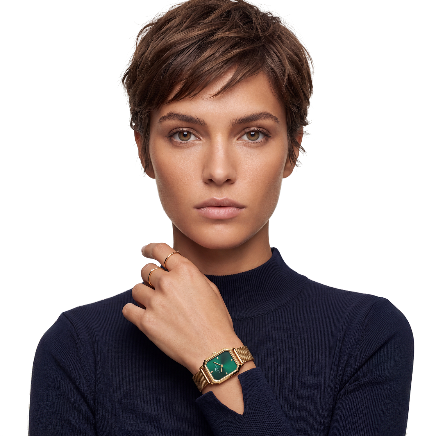 Octagonal Analog Emerald Gold