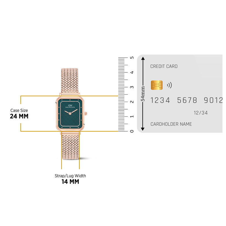 Square Analog Braided Emerald Rose Gold