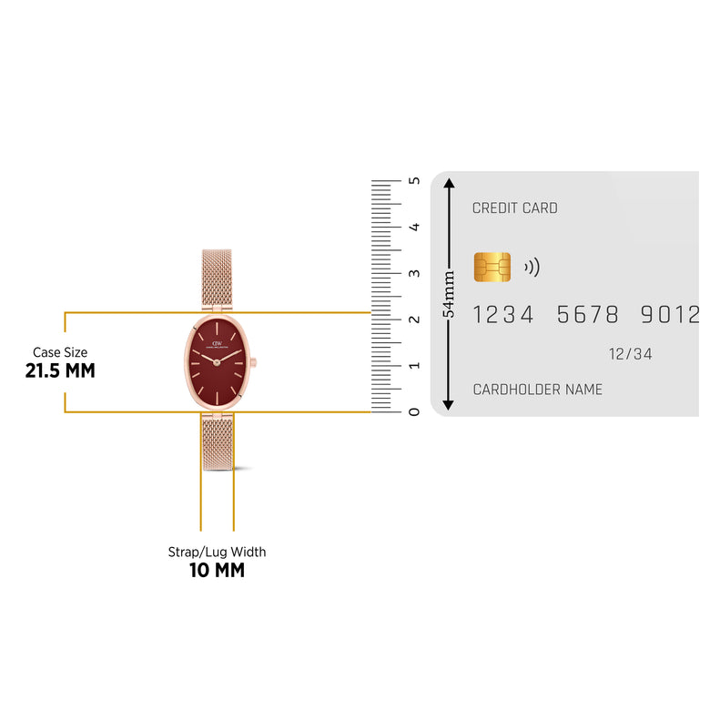 Oval Analog Burgundy Mesh Rose Gold