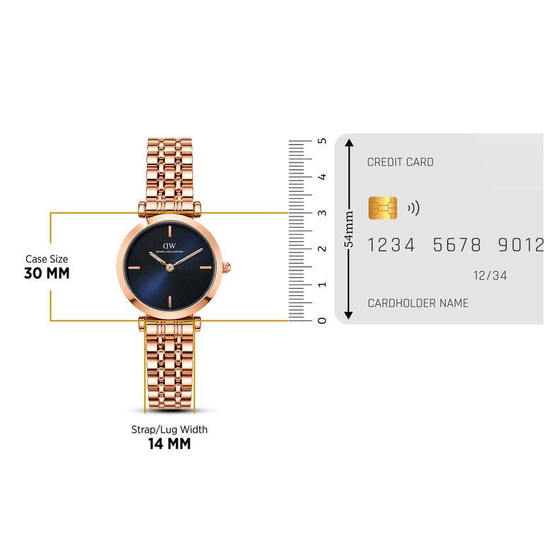 Round Analog Blue Rose Gold