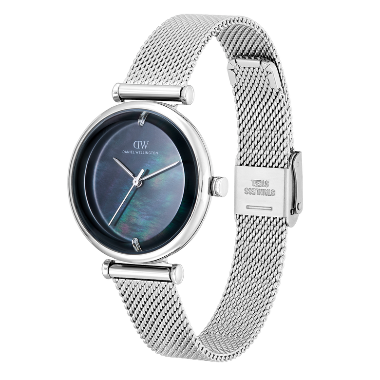 Round Analog Black Silver