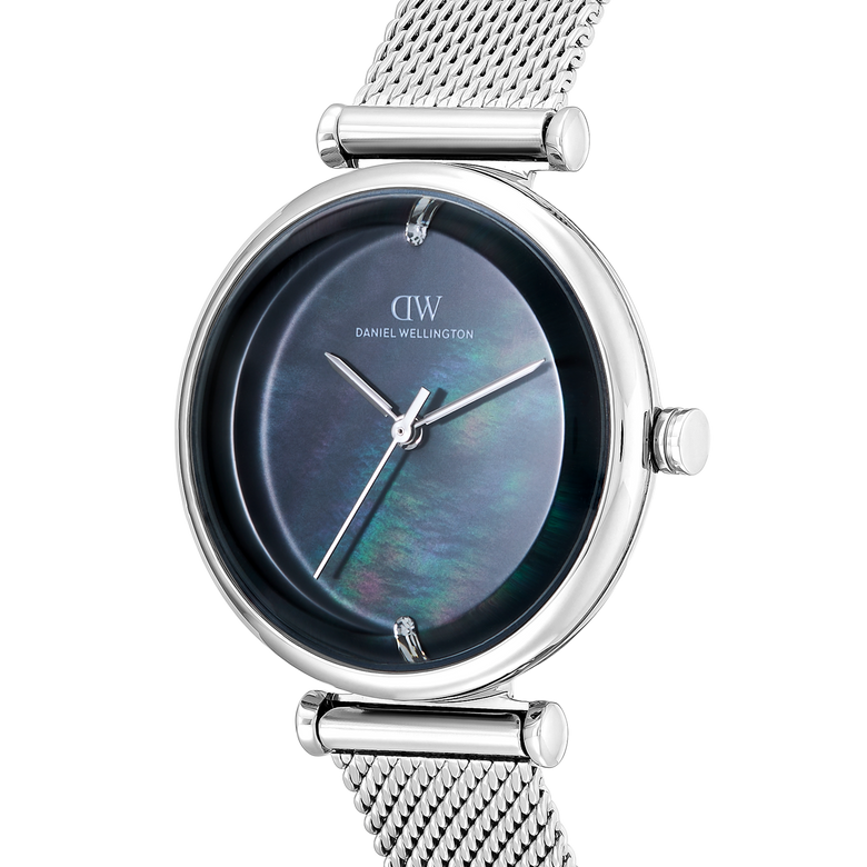 Round Analog Black Silver