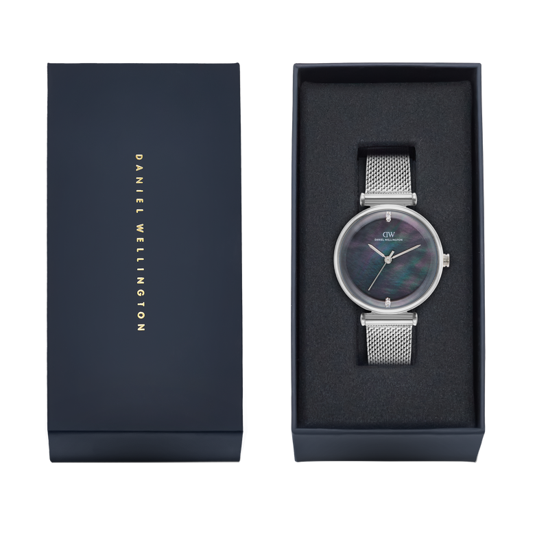 Round Analog Black Silver