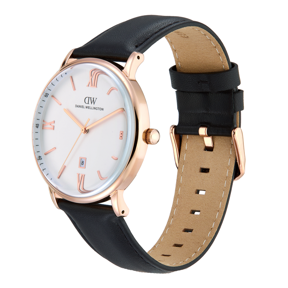Round Analog Roman Sheffield White/Rose Gold