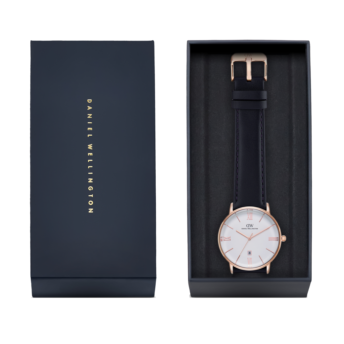 Round Analog Roman Sheffield White/Rose Gold
