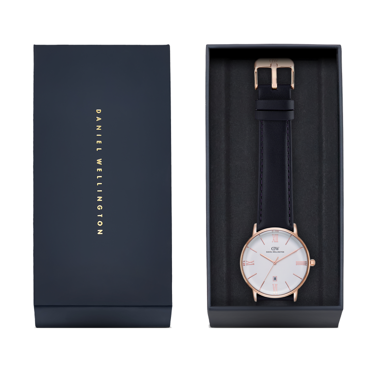 Round Analog Roman Sheffield White/Rose Gold
