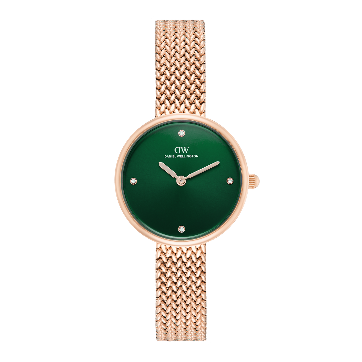Round Analog Emerald Rose Gold
