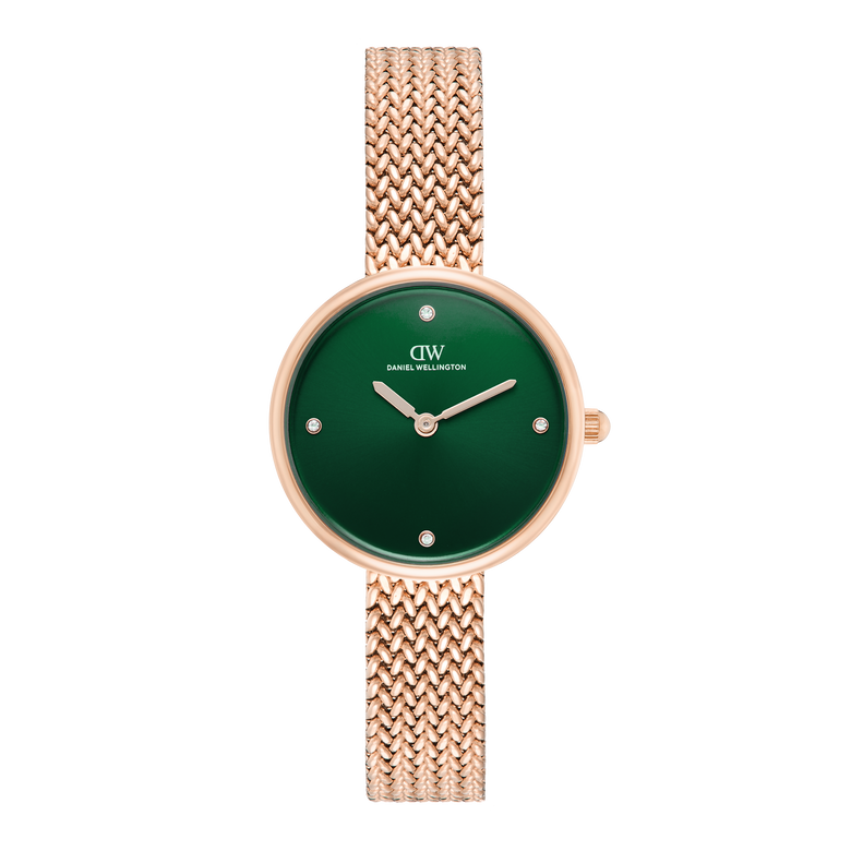 Round Analog Emerald Rose Gold