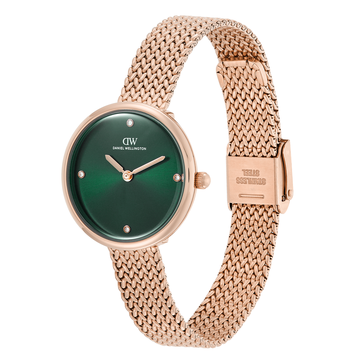 Round Analog Emerald Rose Gold