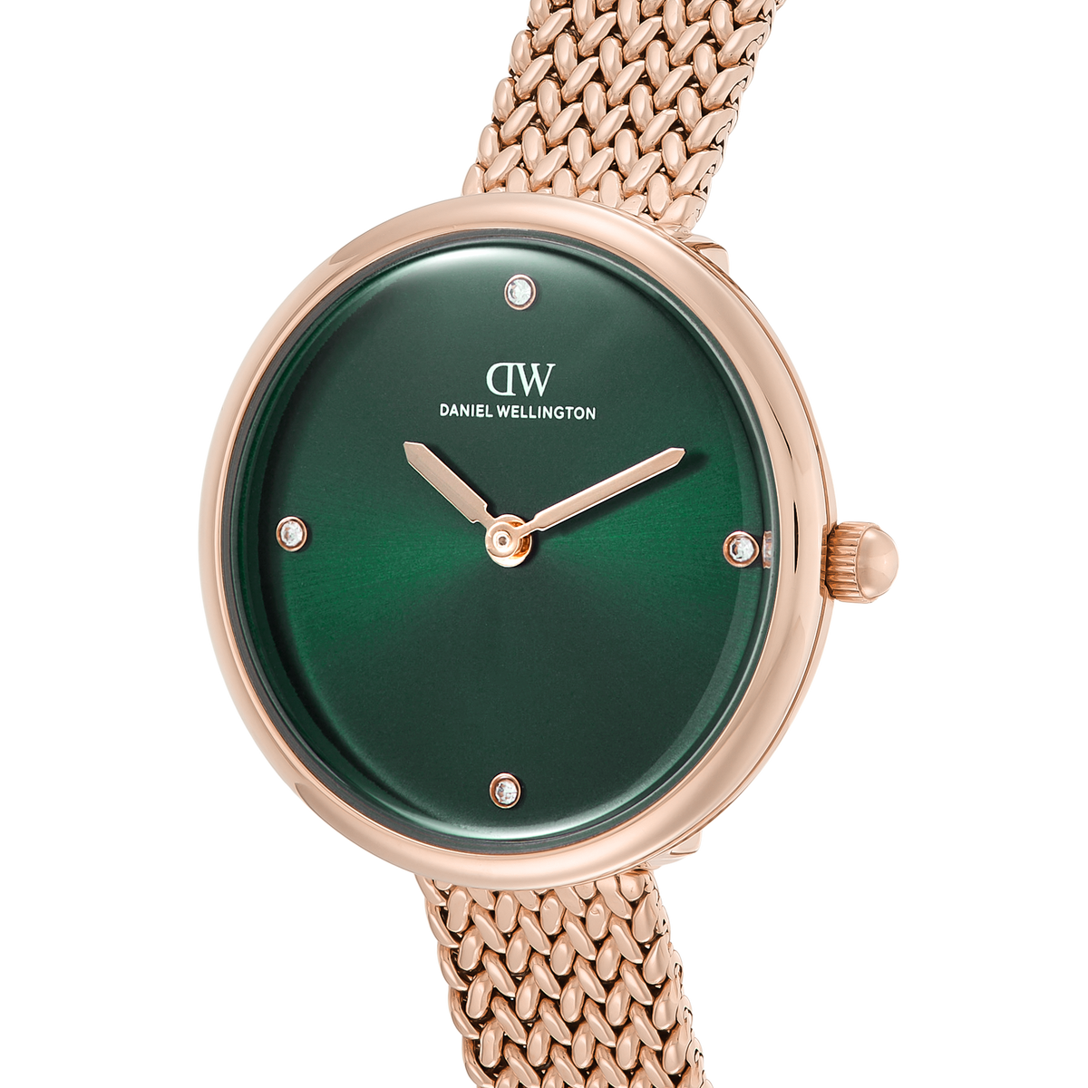 Round Analog Emerald Rose Gold