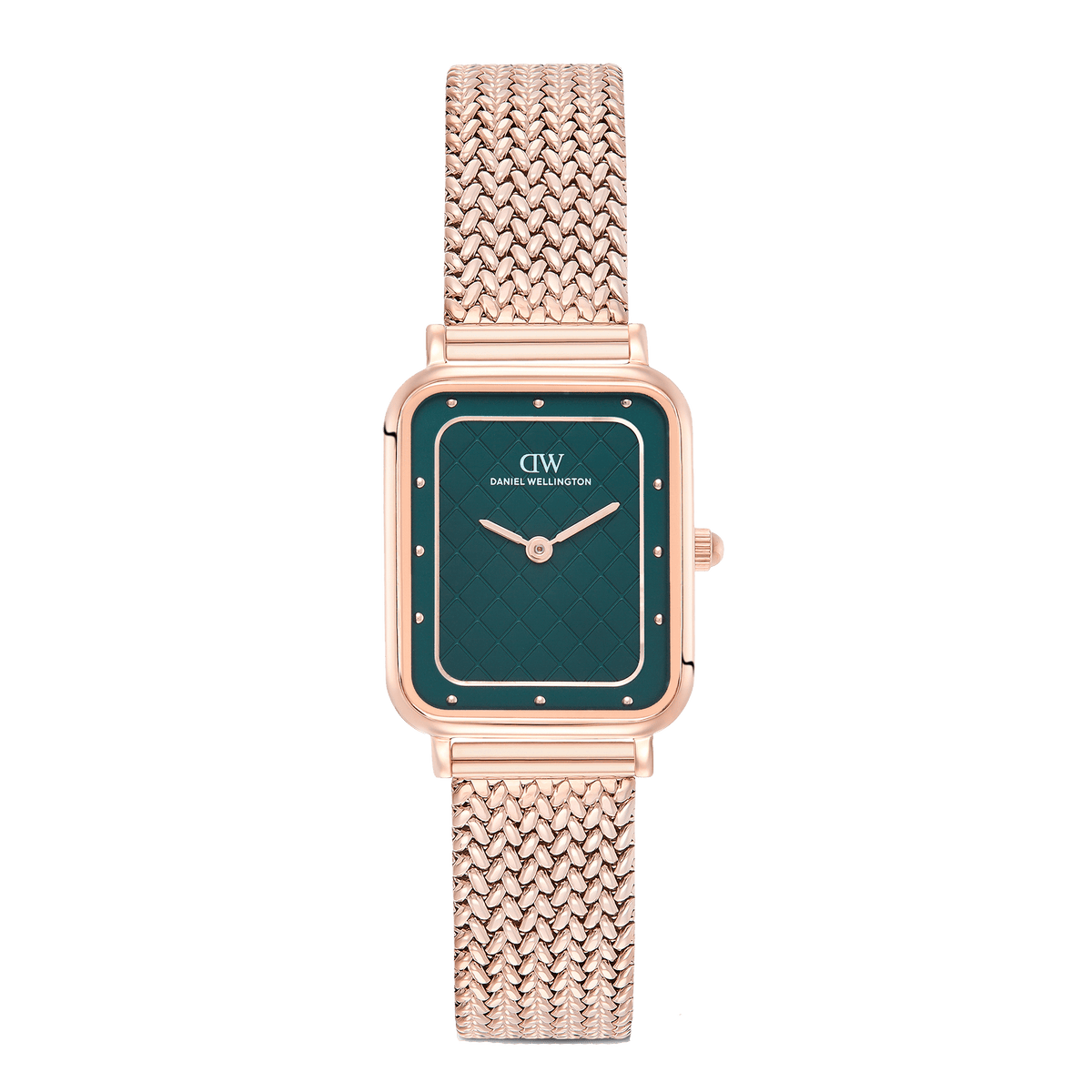 Square Analog Braided Emerald Rose Gold