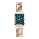 Square Analog Braided Emerald Rose Gold