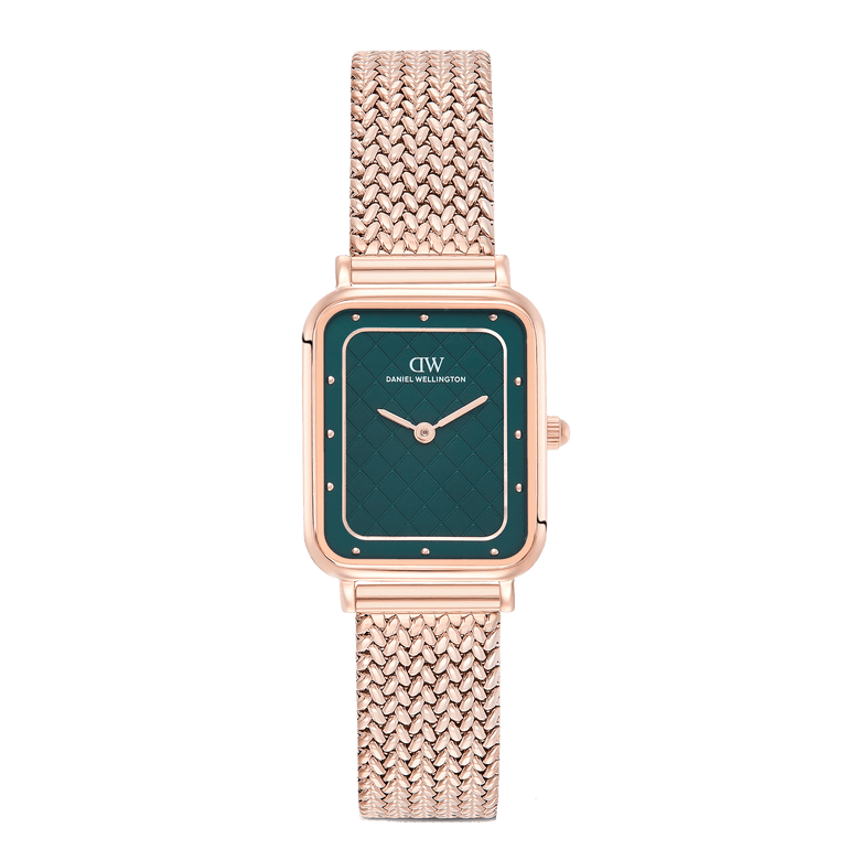 Square Analog Braided Emerald Rose Gold