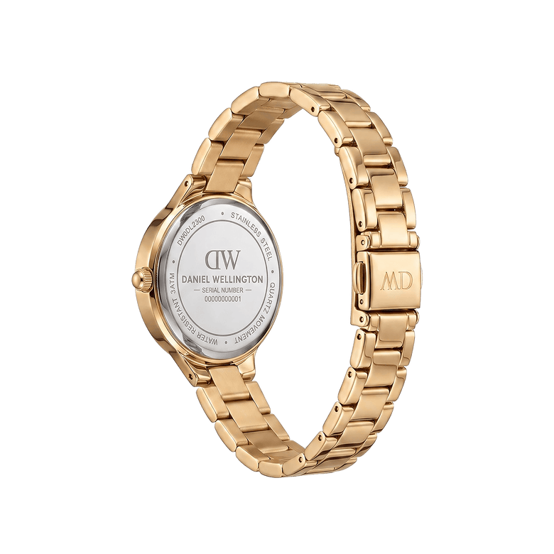 Round Analog Black 3-Link Gold